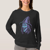 T-shirt Glitched Halloween Witch Distorted Horror Design (Devant)
