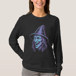 T-shirt Glitched Halloween Witch Distorted Horror Design