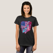 T-shirt Glitched Vaporwave American Flag (Devant entier)