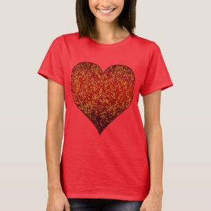 T-Shirt Glitter Graphic Heart Red