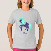 T-shirt Glittery Unicorn avec Rainbow Pastel Arrière - pla (Devant)