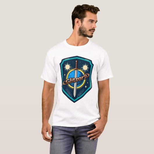 T-shirt Glitzor9 “Twin Suns Shield” Emblem Tee (Devant entier)