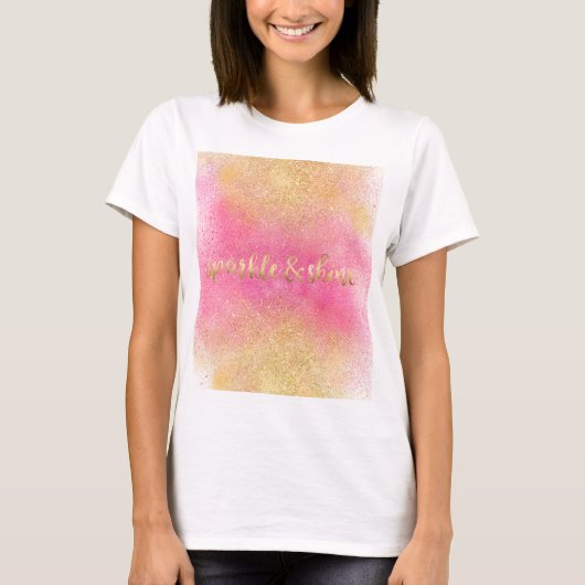 T-shirt Glitzy rose or étincelle et brillance (Devant)