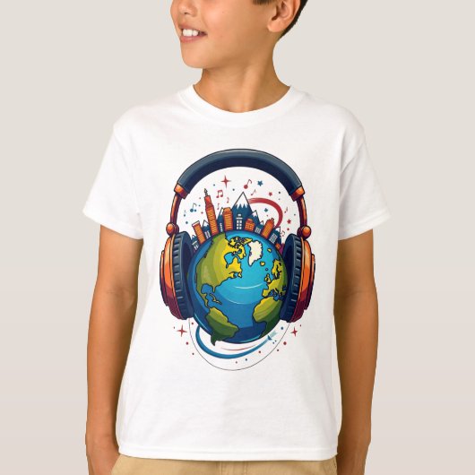T-shirt Global Beats : Terre et casques (Devant)