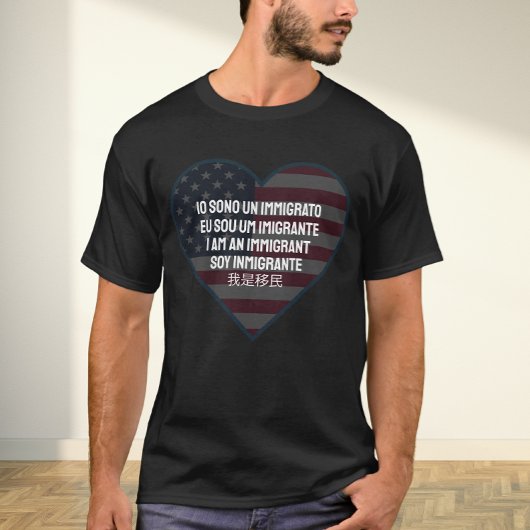 T-shirt Global Tapestry: I am an immigrant with heart flag