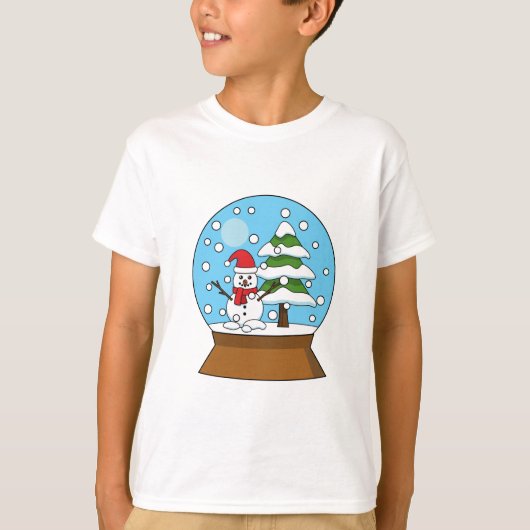 T-shirt Globe de neige avec Snowman et Pine Tree (Devant)