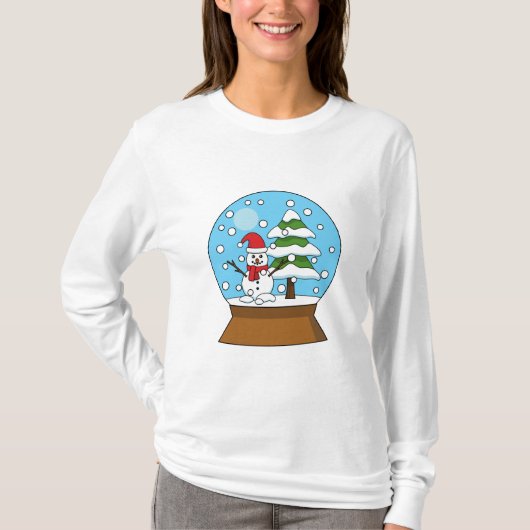 T-shirt Globe de neige avec Snowman et Pine Tree (Devant)