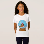 T-Shirt Globe de neige avec un moineau mignon jouant au so (Devant entier)