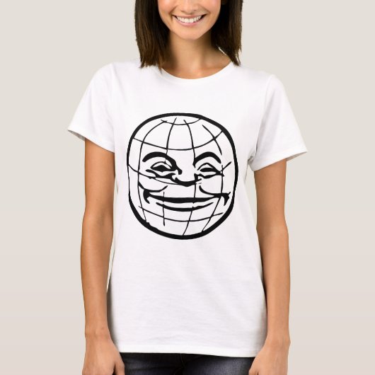 T-shirt Globe de sourire, la terre, visage, monde heureux, (Devant)