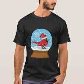 T-shirt Globe des neiges avec cardinal rouge mignon (Devant)