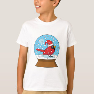 T-shirt Globe des neiges avec cardinal rouge mignon