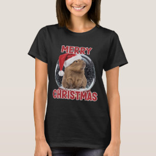 T-shirt Globe des neiges de Noël Joyeux Capybara de Noël