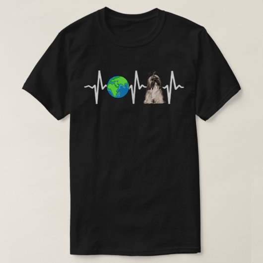 T-shirt Globe Planet Earth Lhassa Apsos Amoureux des chien (Design devant)