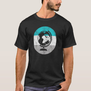 T-shirt Globe Retro Géographie Pour Hommes Femmes Garçons