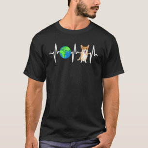 T-shirt Globe Terre Planète Pembroke Welsh Corgi Battement