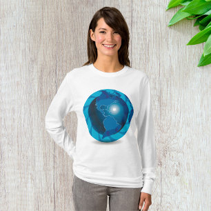 T-shirt Globe terrestre moderne bleu carte du monde