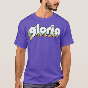 T-shirt Gloria Retro Typographie arc-en-ciel style défraîc