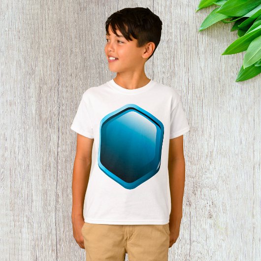 T-shirt Glossy Blue Hexagon Icon Modern Geometric