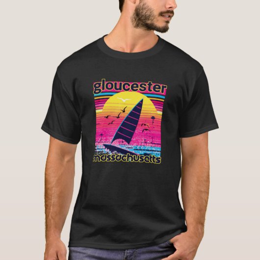 T-shirt Gloucester Retro 80s Style Souvenir Beach (Devant)