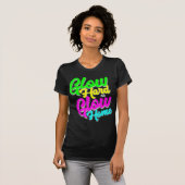 T-shirt Glow Hard ou Glow Home Neon Thème 80's Party Tee (Devant entier)