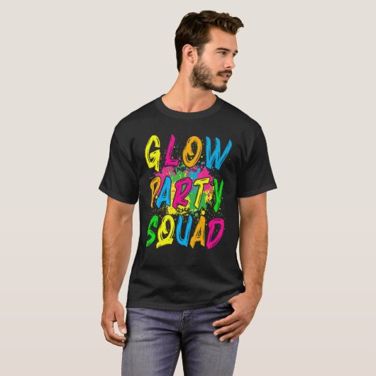 T-shirt Glow Party Squad Paint Splatter Effet Glow Party (Devant entier)