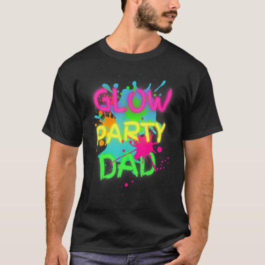 T-shirt Glow Party Squad Papa Paint Splatz Glow Party Mat (Devant)