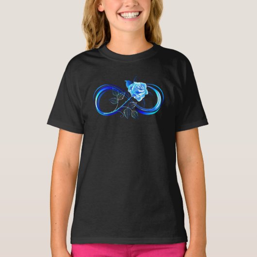 T-shirt Glowing infinity with blue rose (Devant)