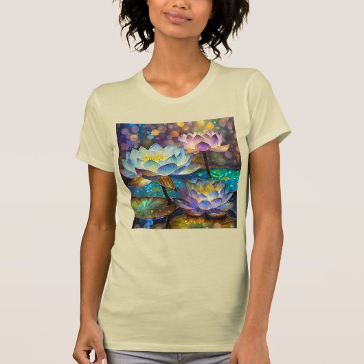 T-shirt Glowing Lotus Flowers Trio (Devant)