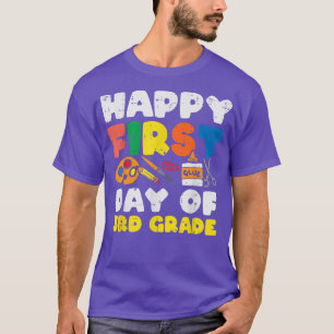 T-shirt Glue Happy Premier Jour De 3E Année Troisième Reto
