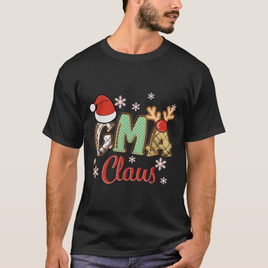 T-shirt Gma Claus Santa Hat Reindeer Plaid Christmas Pajam (Devant)