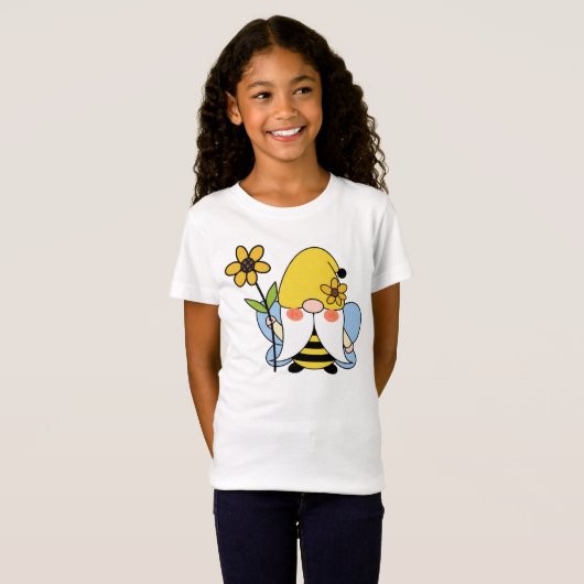 T-shirt Gnome Bumblebee de tournesol mignon (Devant entier)