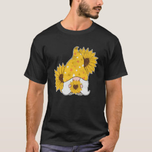 T-shirt Gnome Coeur Tournesol Hippie Jardin Fleur