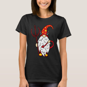T-shirt Gnome de Halloween Diable avec Trident et Long Dia