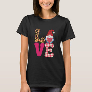 T-shirt Gnome de l'amour Saint Valentin Rouge Carreaux Buf