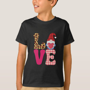 T-shirt Gnome de l'amour Saint-Valentin Rouge Plaid Buffal
