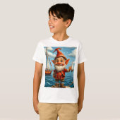T-shirt Gnome de mer joyeuse : Salutation au quai. (Devant entier)