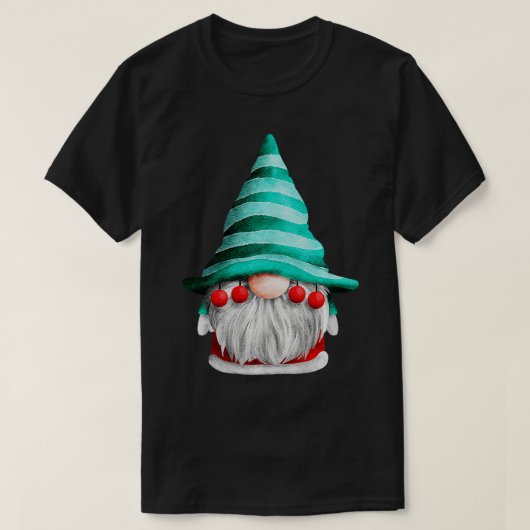 T-shirt Gnome de Noël avec Casquette et Beard Fête Rouge P (Design devant)