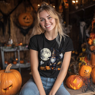 T-shirt Gnome d'Halloween et chat noir - Cadeau parfait