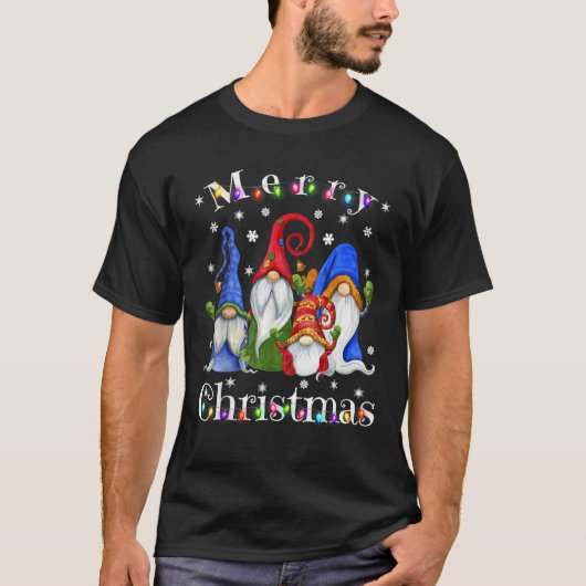 T-shirt Gnome drôle Pajamas de Noël Joyeux Joyeux Joyeux C (Devant)