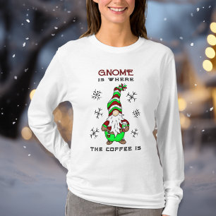 T-shirt Gnome est l'endroit où se trouve le café   Noël mi