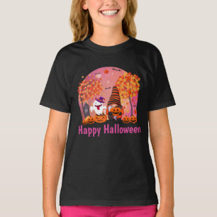 T-shirt Gnome et fantôme d'Halloween mignonnes avec fille