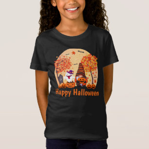 T-Shirt Gnome et fantôme d'Halloween mignonnes avec fille