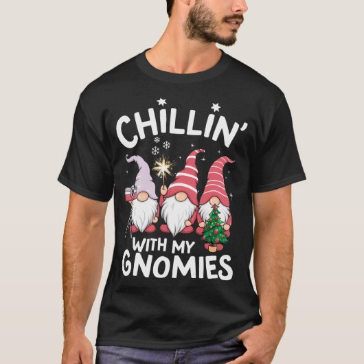 T-shirt Gnome Family Christmas Chillin With My Gnomies  (Devant)