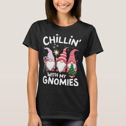 T-shirt Gnome Family Christmas Chillin With My Gnomies  (Devant)