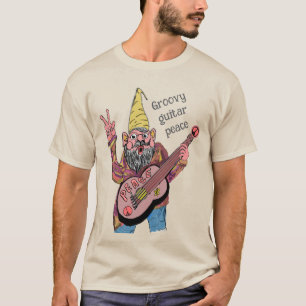 T-shirt Gnome Fantaisiste avec Guitare de la Paix, Vibe Gr