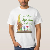T-shirt Gnome Fleur Jardin Printemps Vert Typographie Unis (Devant)
