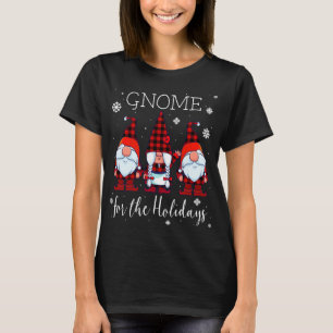 T-shirt Gnome for the Holidays Buffalo Plaid 3 Gnomes Chri