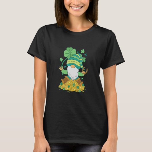 T-shirt Gnome gold St Patrick green (Devant)
