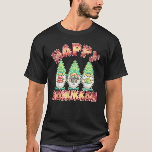T-shirt Gnome Hanoukka Jewish Candles Festival Menorah Dre (Devant)