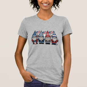 T-shirt Gnome infirmière patriotique Gravure vintage vecto